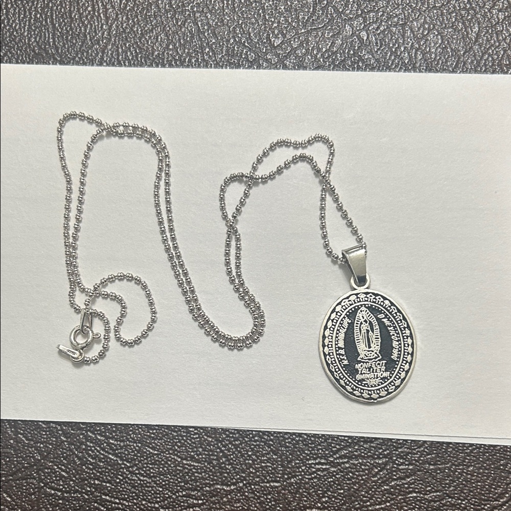 Silver Virgen de Guadalupe Pendant Necklace